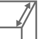 Simple line drawing of a three-dimensional corner or edge with two arrows pointing outward.