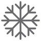 Snowflake ornament in dark gray with white highlights, resembling a classic winter decoration.