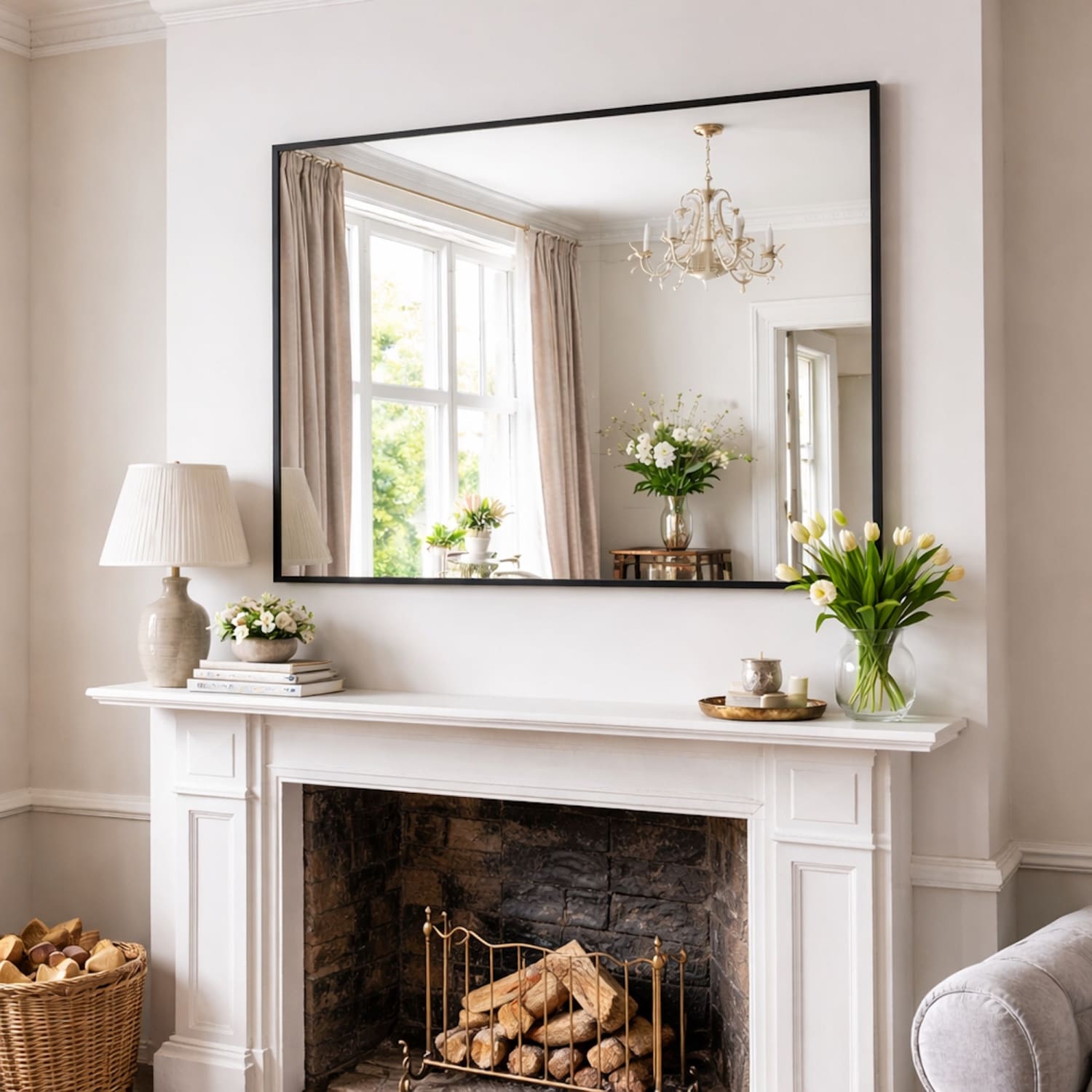 Takara - Black Metal Rectangle Mirror - 120cm x 95cm