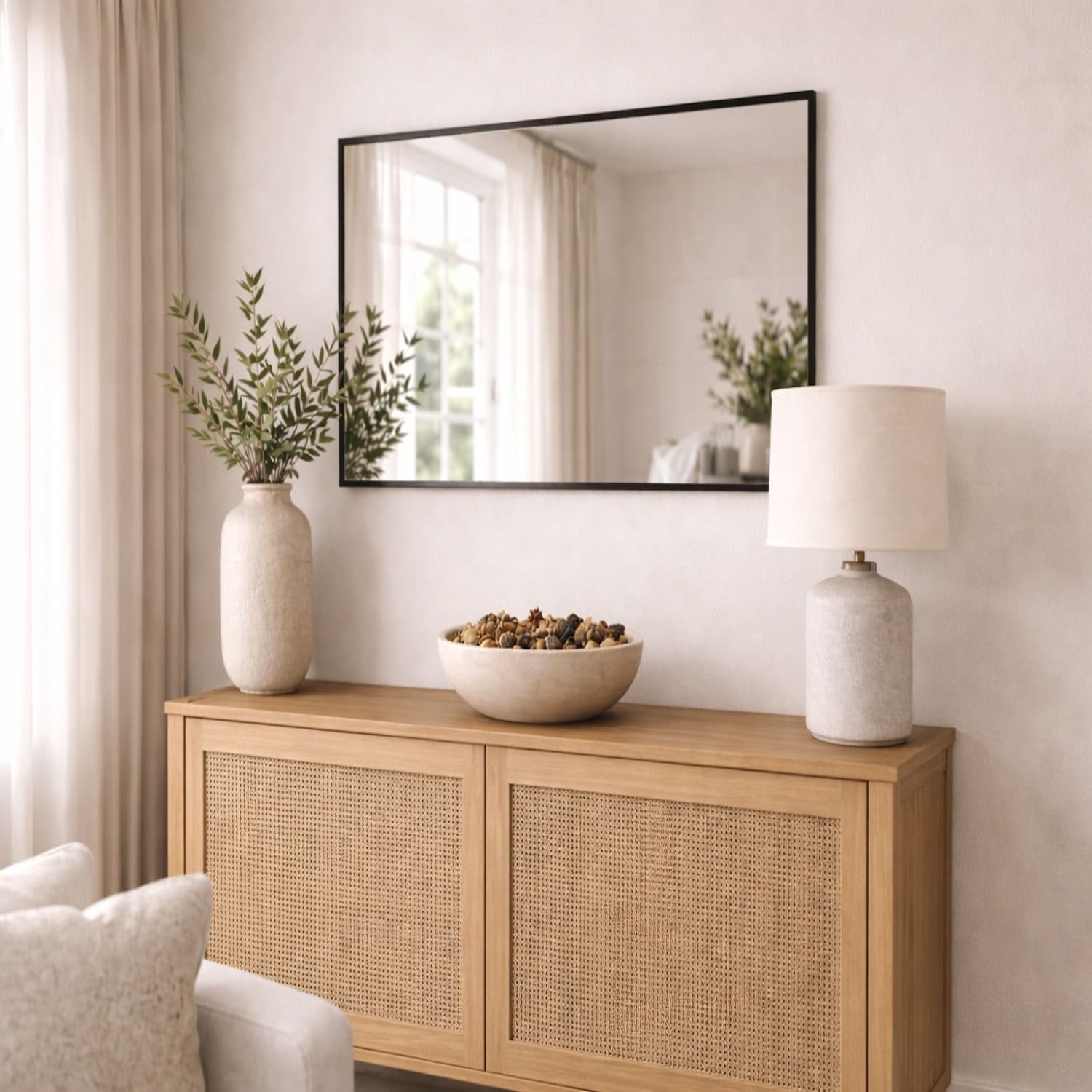 Takara - Black Metal Rectangle Mirror - 70cm x 50cm