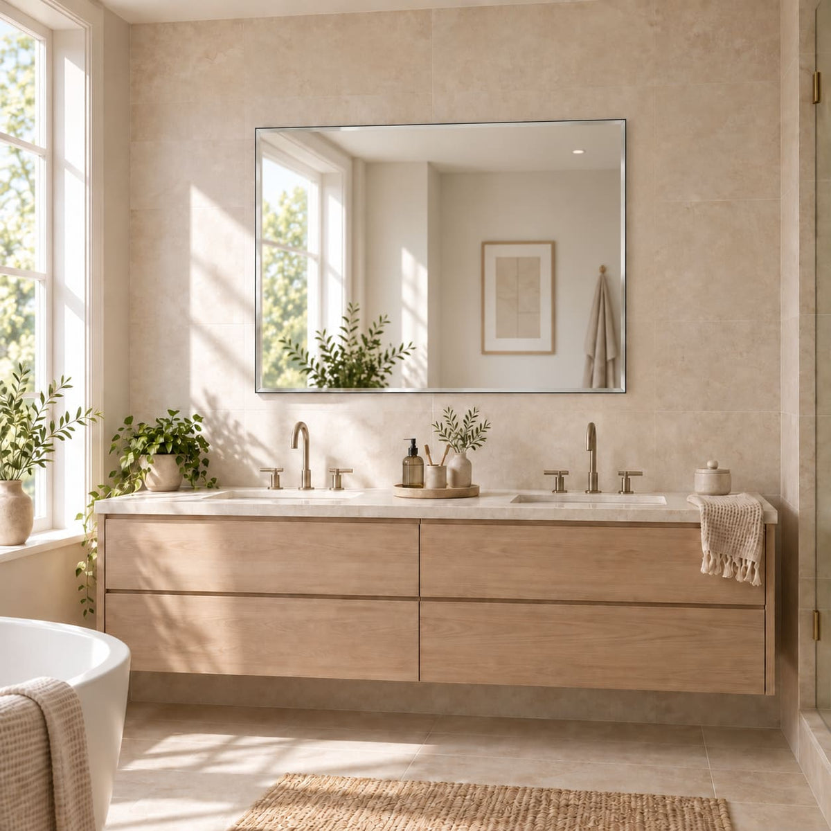 Takara - Frameless Bevelled Edge Rectangle Mirror - 120cm x 95cm
