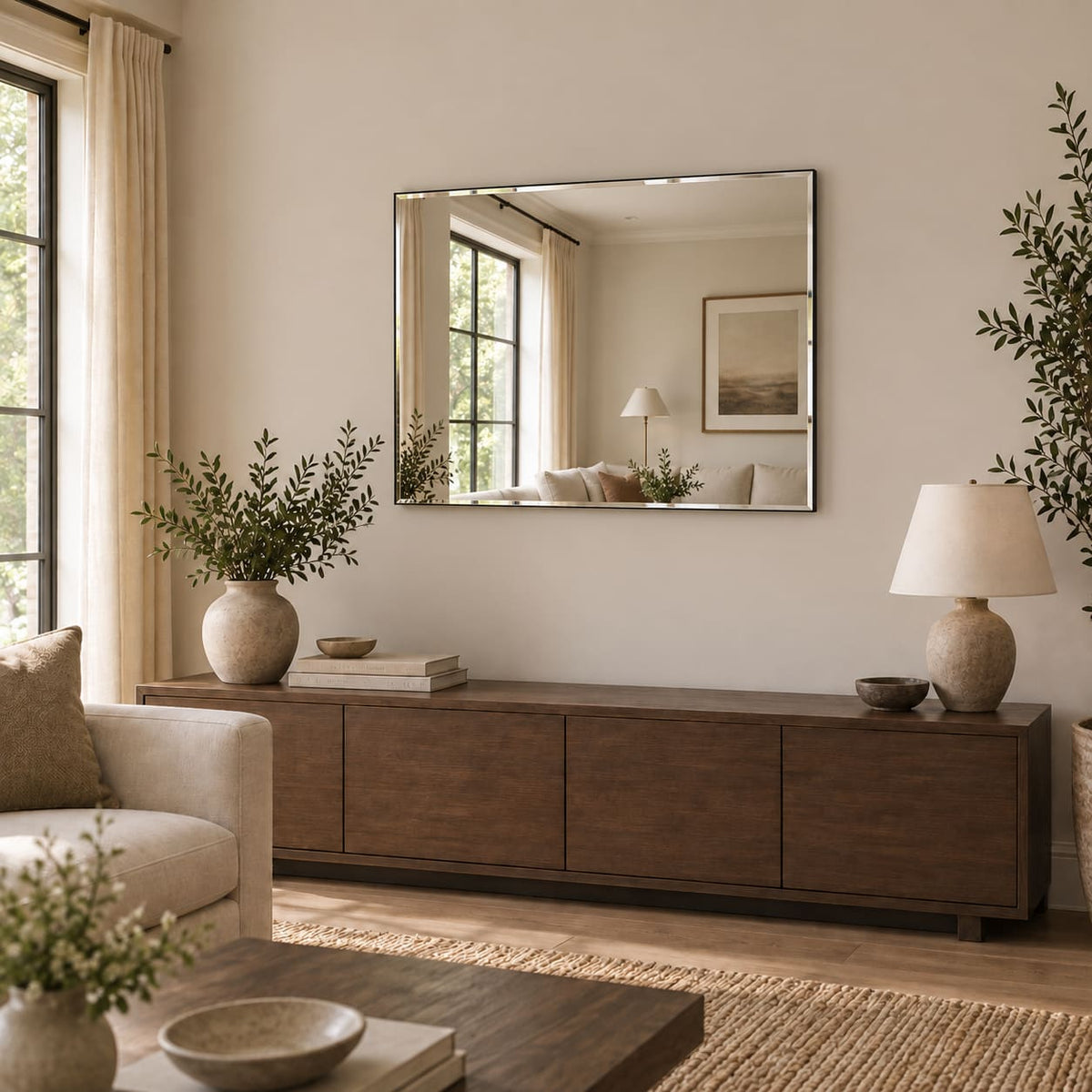 Takara - Frameless Bevelled Edge Rectangle Mirror - 120cm x 95cm