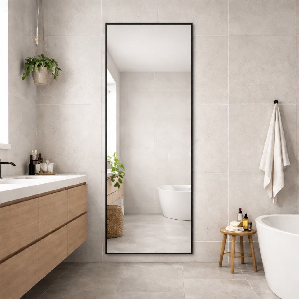 Takara - Full Length Black Metal Rectangle Mirror - 180cm x 60cm