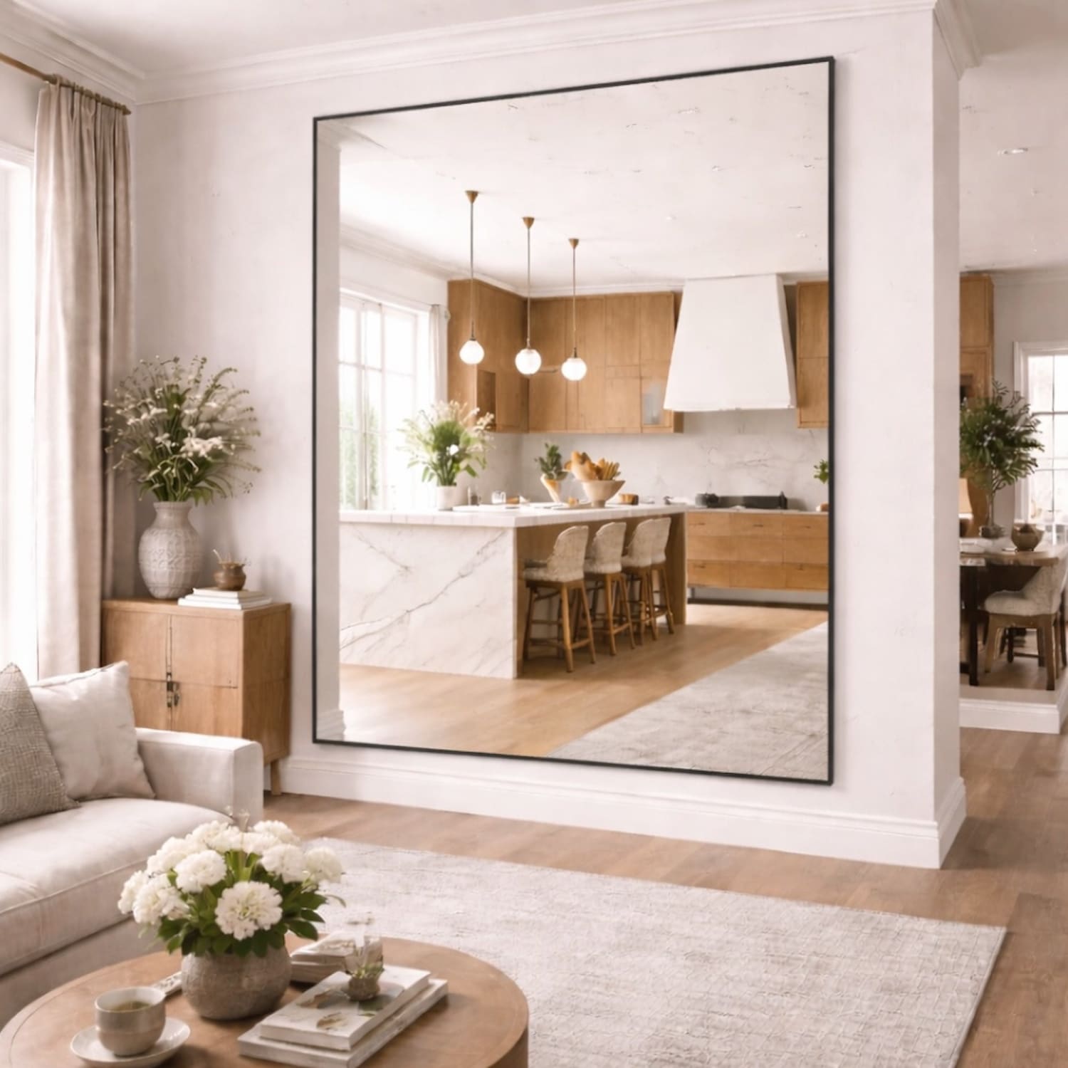 Takara - Full Length Black Metal Rectangle Mirror - 200cm x 150cm