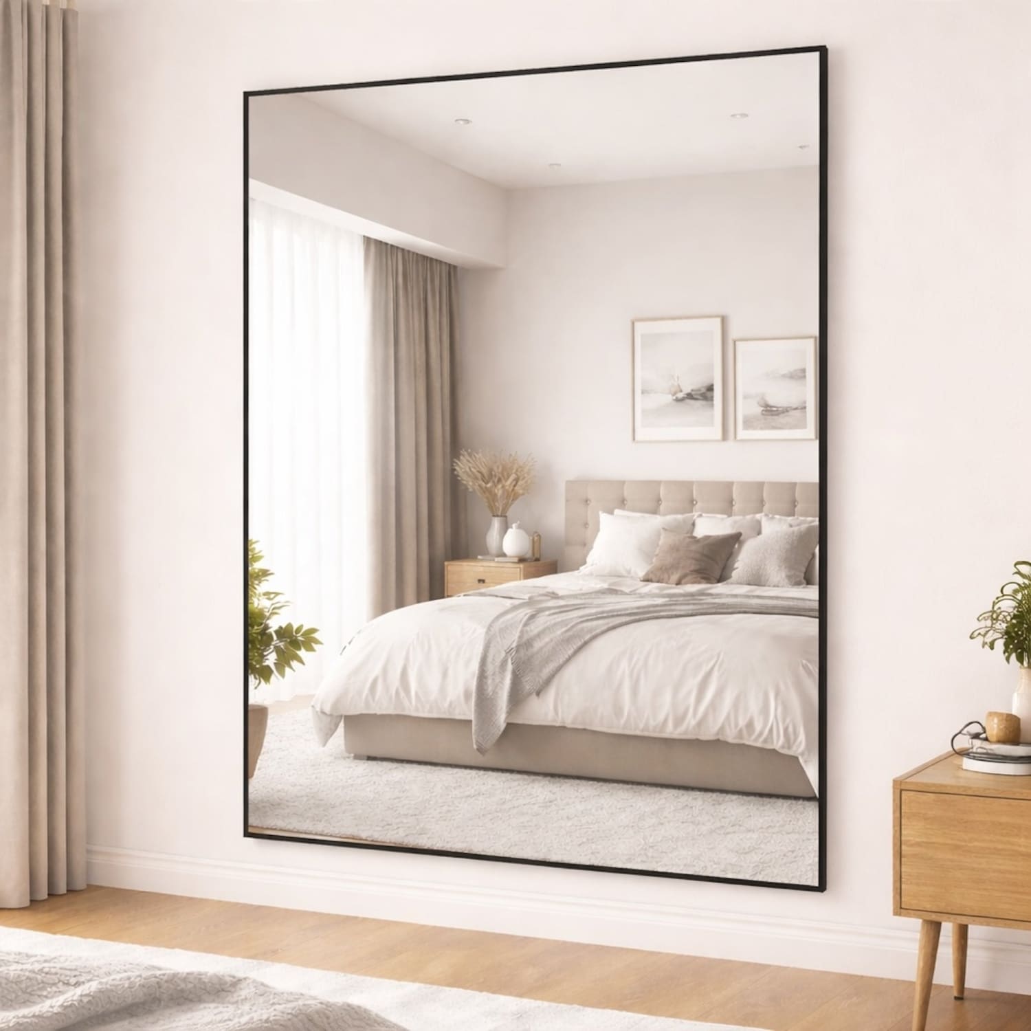 Takara - Full Length Black Metal Rectangle Mirror - 200cm x 150cm