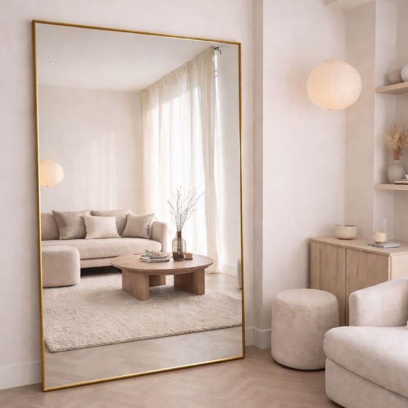 Takara - Full Length Gold Metal Rectangle Mirror - 200cm x 120cm