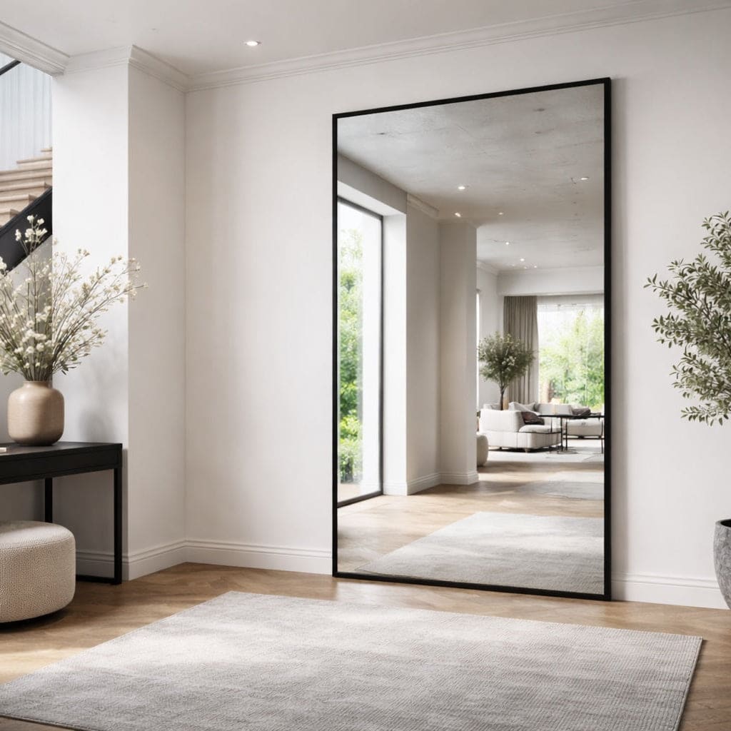 Takara - Full Length Leaner Black Metal Rectangle Mirror - 200cm x 120cm