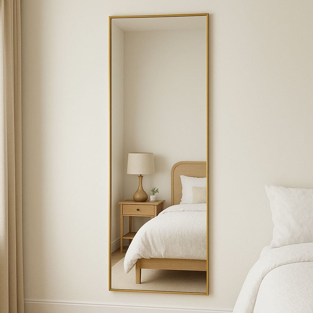 Takara- Full Length Leaner Gold Metal Rectangle Mirror - 180cm x 60cm - Mirror
