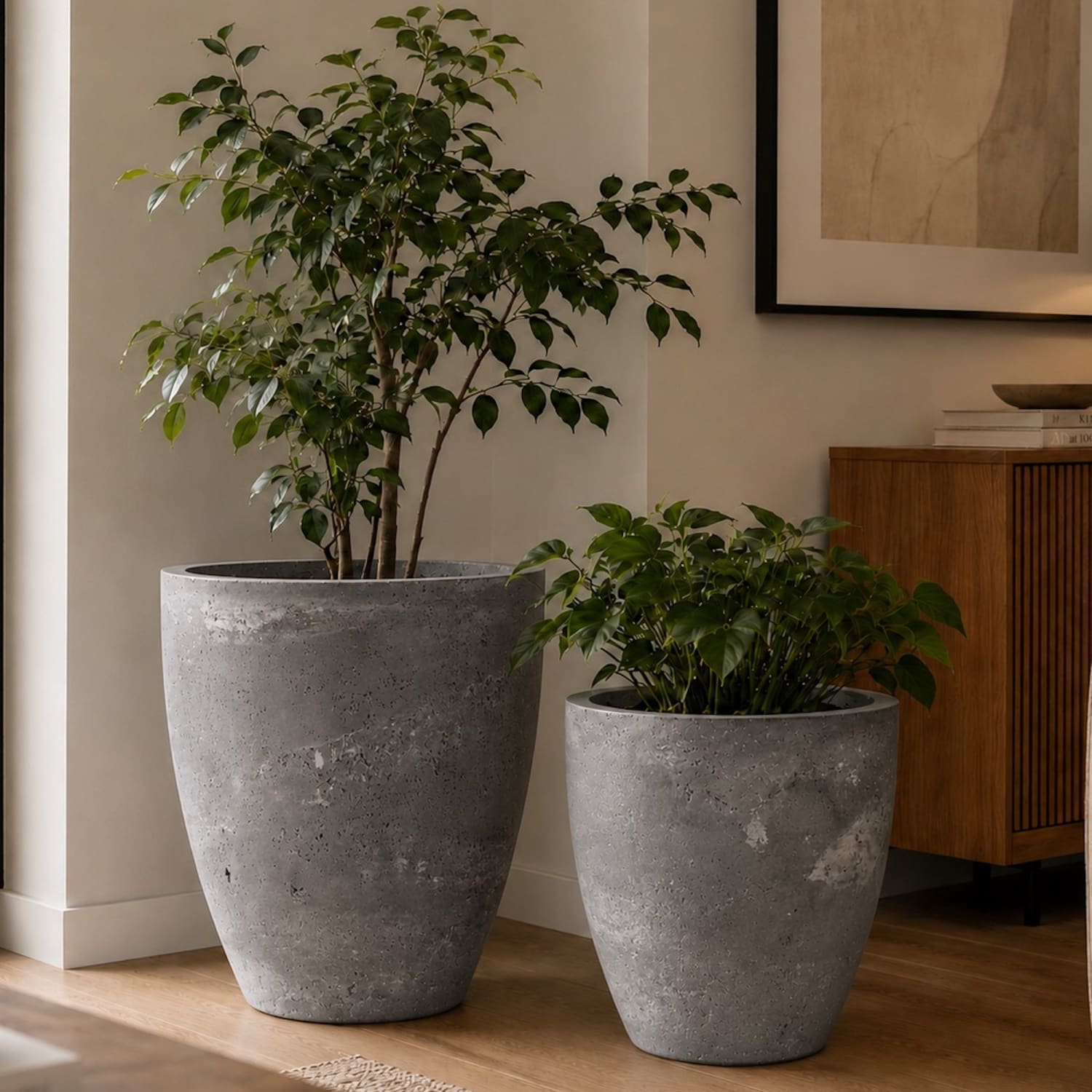 Vessara | Set Of 2 - Onyx Dusk – Concrete Vase Planter Set – Vase Plant Pot Nest