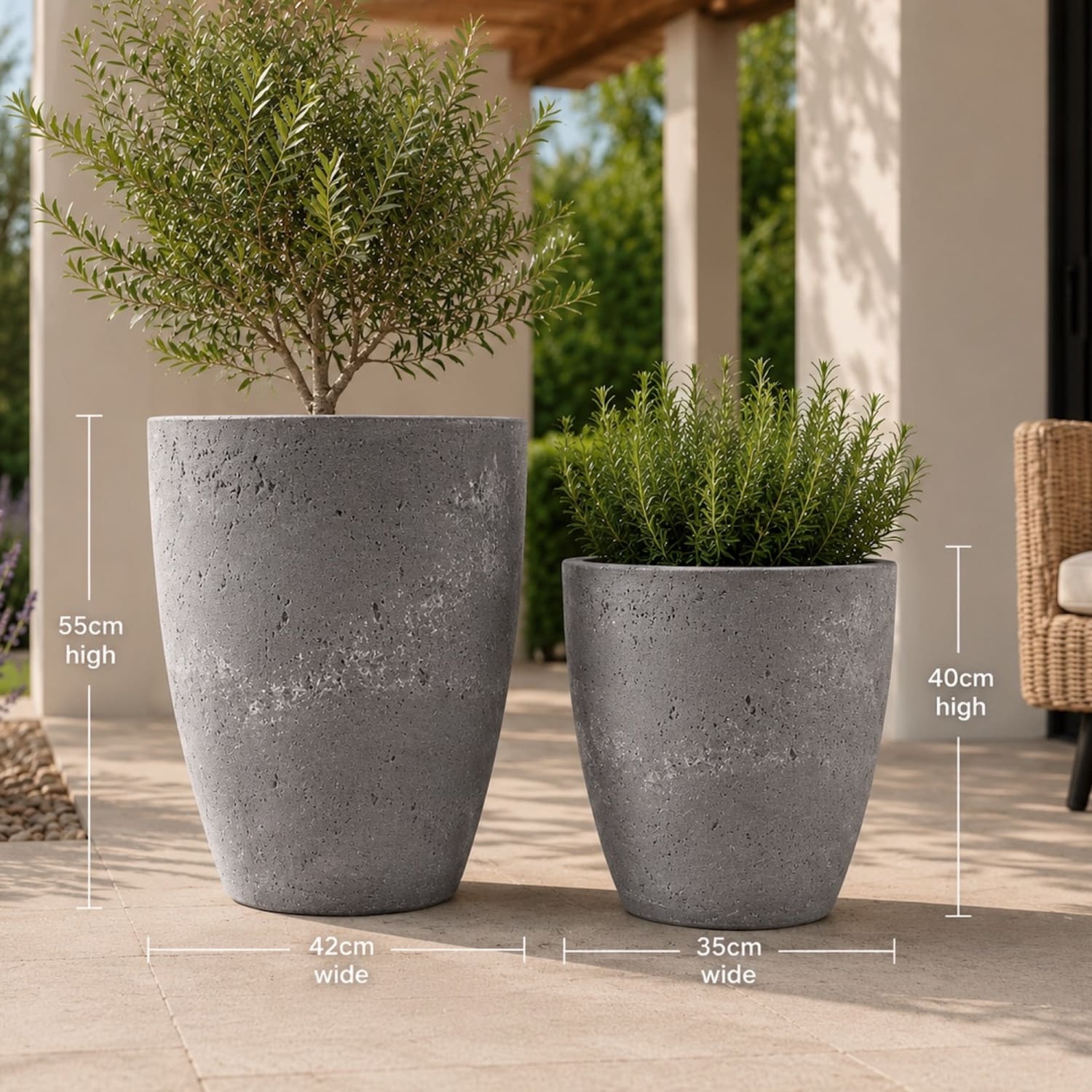 Vessara | Set Of 2 - Onyx Dusk – Concrete Vase Planter Set – Vase Plant Pot Nest