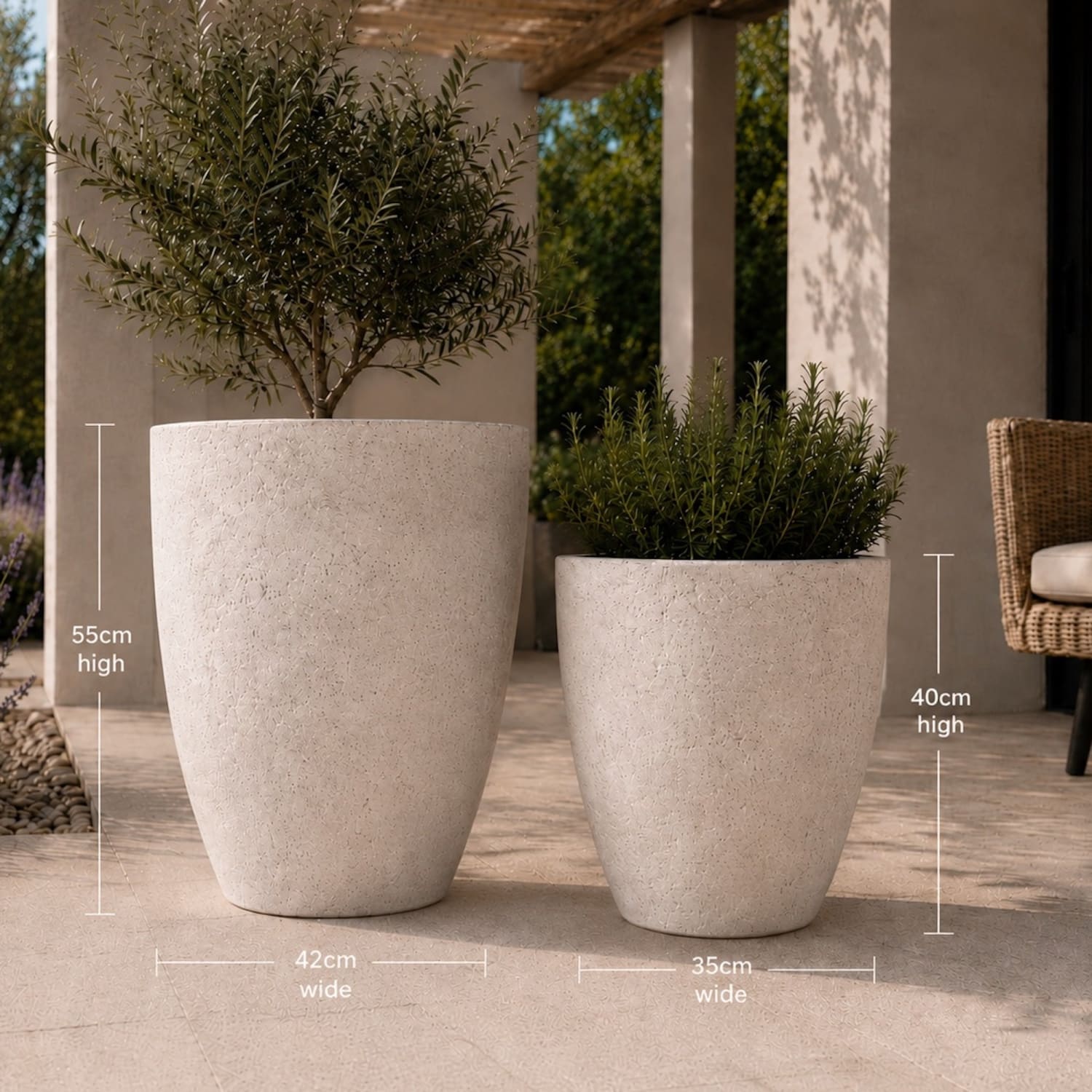Vessara | Set Of 2 - Truffle – Concrete Vase Planter Set – Vase Plant Pot Nest