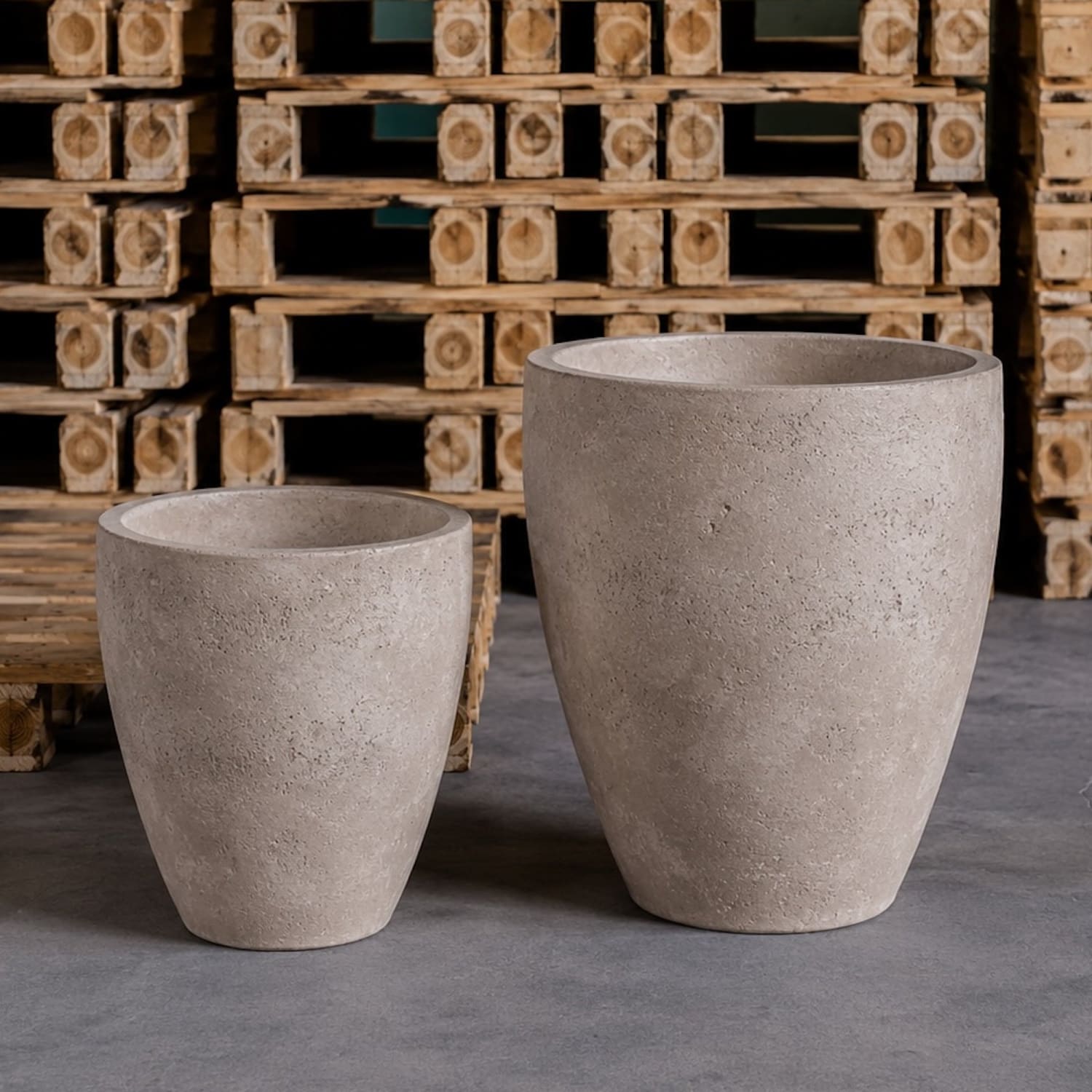 Vessara | Set Of 2 - Truffle – Concrete Vase Planter Set – Vase Plant Pot Nest