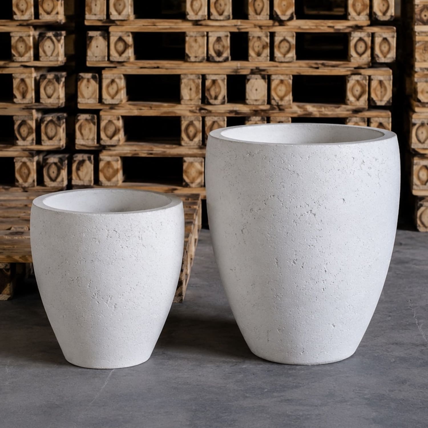Vessara | Set Of 2 - White Mist – Concrete Vase Planter Set – Vase Plant Pot Nest