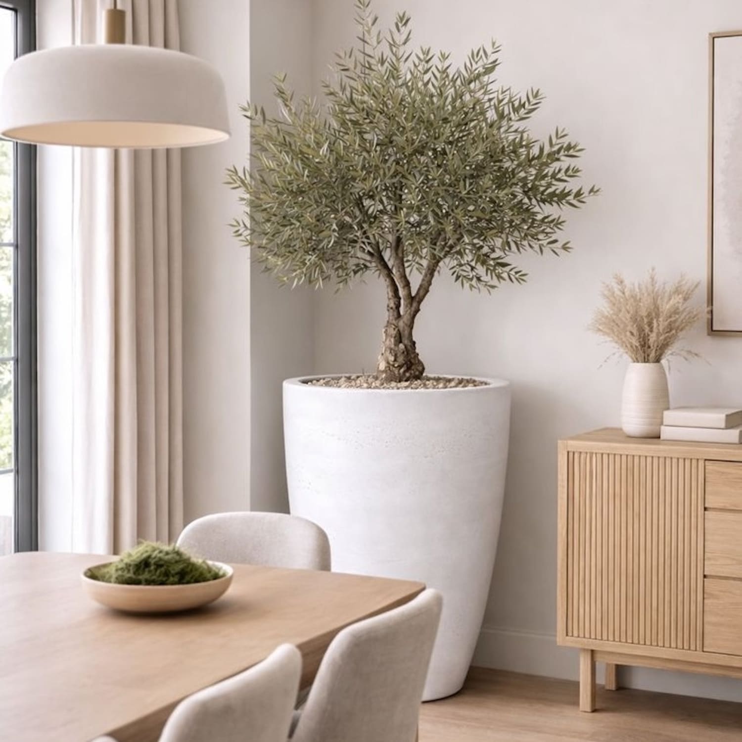 Vessara | White Mist – 100cm XXL Concrete Vase Planter – 172L Tall Plant Pot