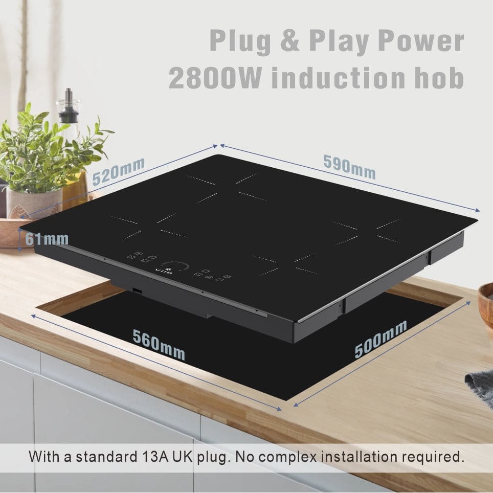 VIIB | 2800W 4 Ring Induction Hob | Cross Zone Design | Plug In