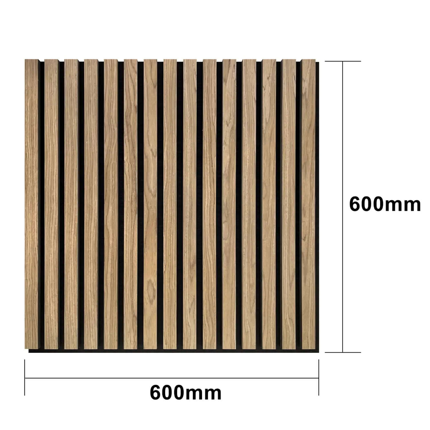 Square wooden slat panel with vertical parallel strips.