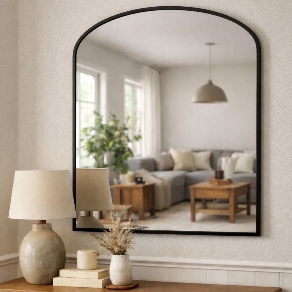 Yoko - Black Metal Gentle Arch Mirror - 120cm x 95cm