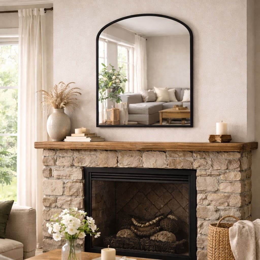 Yoko - Black Metal Gentle Arch Mirror - 120cm x 95cm