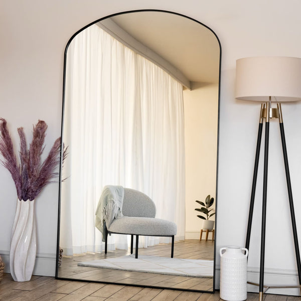 Yoko - Full Length Black Metal Gentle Arch Mirror - 180cm x 90cm